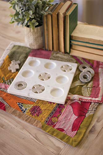 Kalalou Marble Tic-Tac-Toe, One Size, Off- Off-White