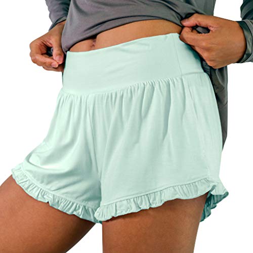 Faceplant Dreams Bamboo Ruffle Shorts (Aqua Mist, Large)