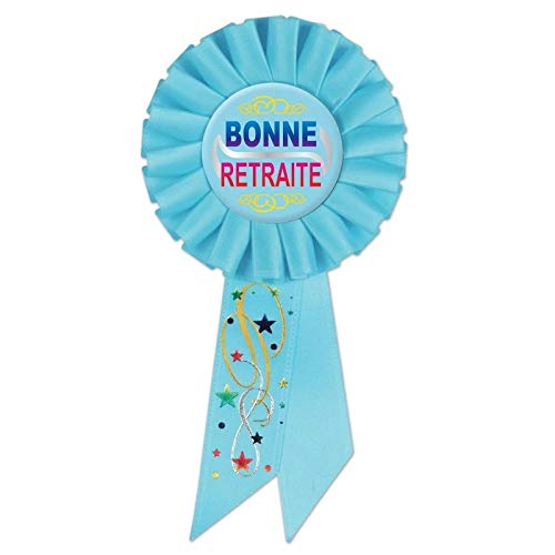 Beistle SRS016F Bonne Retraite Fabric Rosette, Light Blue