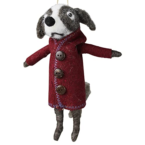 HomArt Dog in Coat Ornament, 6-inch Height, Felt