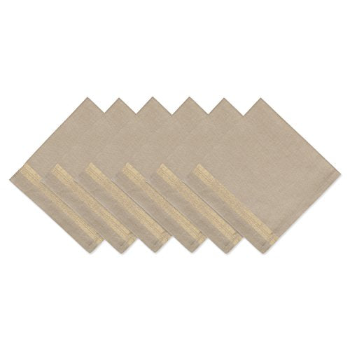 DII Design Holiday Tabletop Collection Sparkle Metallic, Napkin Set, 20x20, Gold Metallic Stripe, 6 Piece