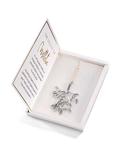 Giftcraft 665217 Boxed Mistletoe Ornament, 2-inch Height, Alloy and Paper