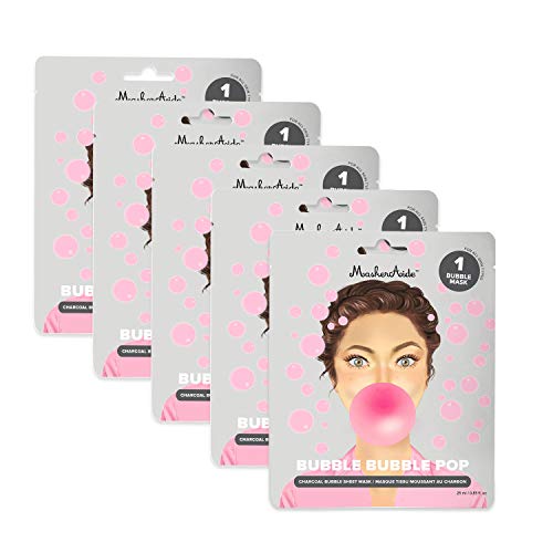 MaskerAide Bubble Bubble Pop, Pore Cleansing & Foaming Facial Mask with Activated Charcoal, Purify, Deep Clean & Reduce Sebum, For Normal, Oily, Combination Skin, Korean Skincare (5 Pack)