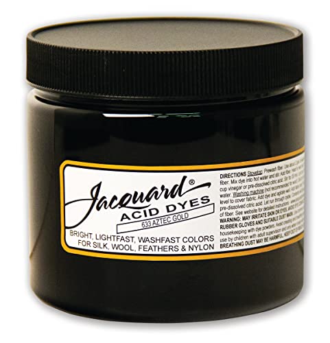 Jacquard Acid Dye for Wool, Silk and Other Protein Fibers, 8 Ounce Jar, Concentrated Powder, Aztec Gold 633