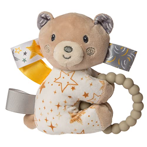 Mary Meyer Taggies Soft Baby Rattle with Teether Ring, 6-Inches, Be a Star Bear