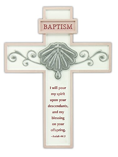 Cathedral Art Abbey Gift Pink Baptism Cross with Easel Back