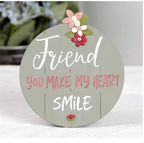 Blossom Bucket 201-12074 Make My Hear Smile Friend Plaque with Easel, 3.5-inch Diameter