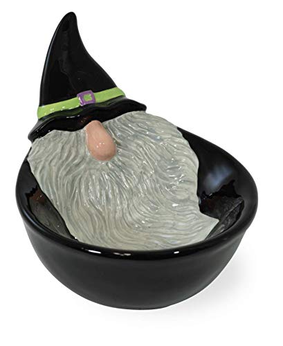 Boston International Halloween Ceramic Candy Dish, 6 x 5.25-Inches, Wizard Gnome