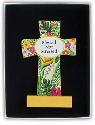 Cathedral Art Comfort Cross-Blessed not Stressed, Multicolored