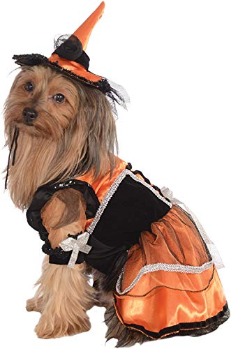 Rubie's Pet Costume, X-Large, Orange Witch Dress and Hat