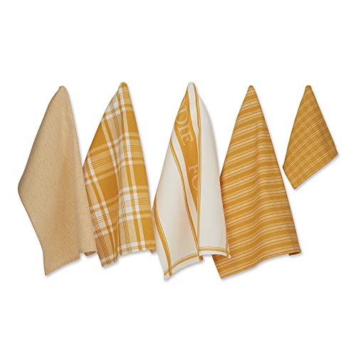 DII Design Everyday Collection Foodie Kitchen Set, Dishtowel & Dishcloth, Honey Gold, 5 Piece