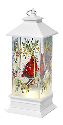Ganz MX184891 LED Light Up Shimmer Cardinal in Wreath Lantern, 10.50-inch Height, Acrylic and Polyresin