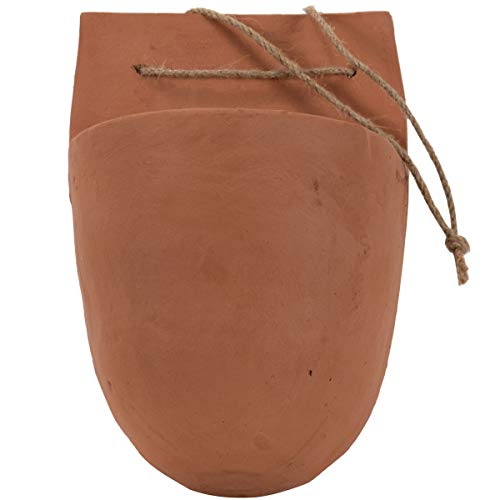 Foreside Home & Garden Terracotta Hanging Wall Storage Pocket with Jute Hanger