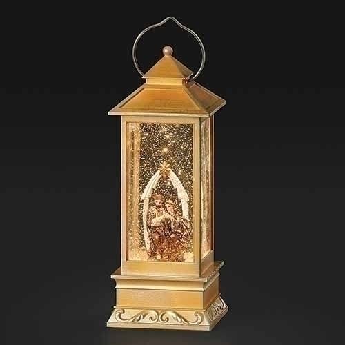 Roman 134000 LED Swirl Gold Lantern Holy Family with Arch Figurine, 11-inch Height