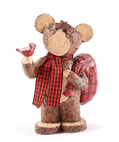 Giftcraft 683314 Christmas Bear and Cardinal Figurine, 5.7-inch Height, Polyresin