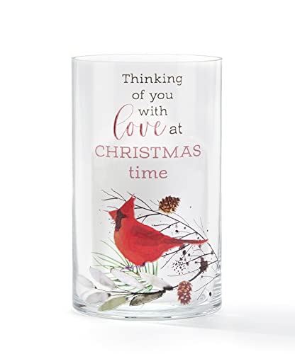 Giftcraft 683171 Christmas Cardinal Hurricane with Sentiment, Large, 5.9 inch, Glass