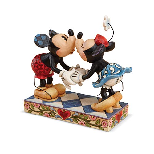 Enesco Disney Traditions by Jim Shore Mickey Mouse Kissing Minnie Stone Resin Figurine, 6.5
