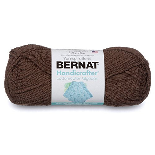 Spinrite Yarns (CA) Bernat Handicrafter Cotton Solids Yarn, 1.75 oz, Gauge 4 Medium, 100% Cotton, Warm Brown