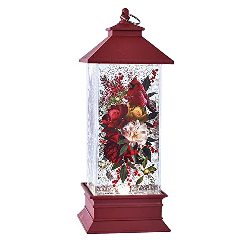 Ganz MX182060 LED Light Up Shimmer Holiday Floral Lantern, 10.5 Inches Height, Multicolor