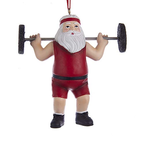Kurt Adler Weightlifter Santa Resin Ornament 4.13-Inch Tall