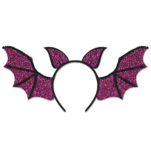 Halloween Purple Glittery Bat Headband - 1 Pc.