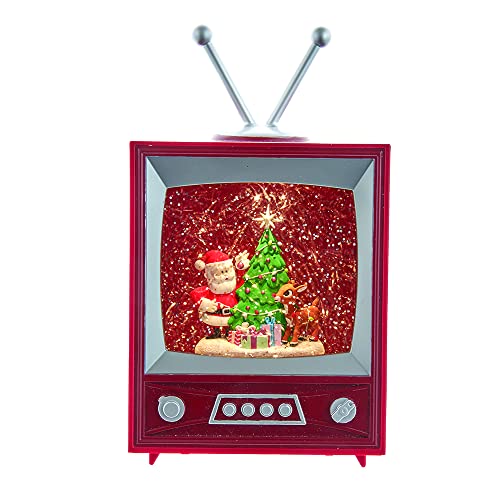 Kurt Adler Adler Battery-Operated Rudolph and Santa Musical TV Table Piece, 8.5-Inch, Multi-Colored