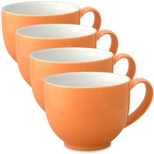 FORLIFE Q Tea Cup with Handle (Set of 4), 10 oz, Carrot