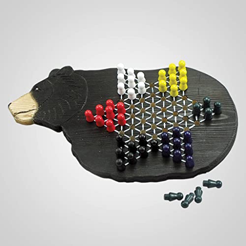 Lipco Wood Bear Chinese Checkers Board Game, 13.38-inch Length, Classic Game for Adults