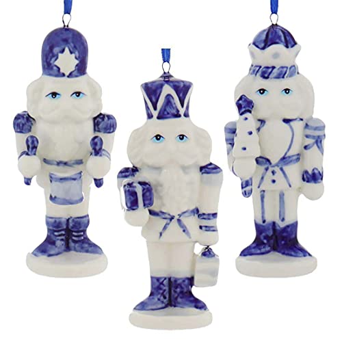 Kurt Adler Porcelain Delft Blue Nutcracker Ornament Set Of 4