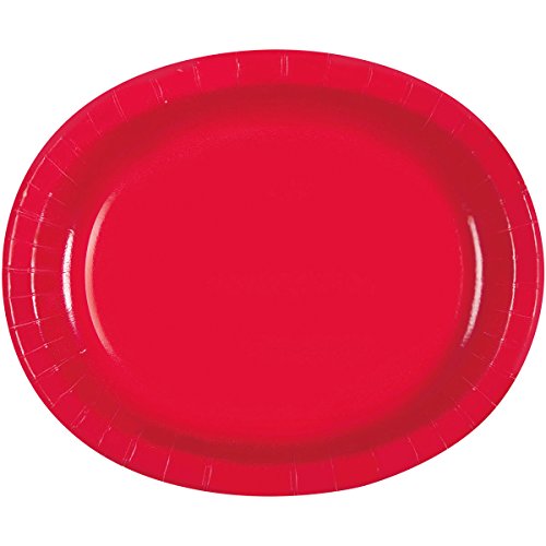 Unique Industries, Oval Paper Plates, 8 Pieces - Red