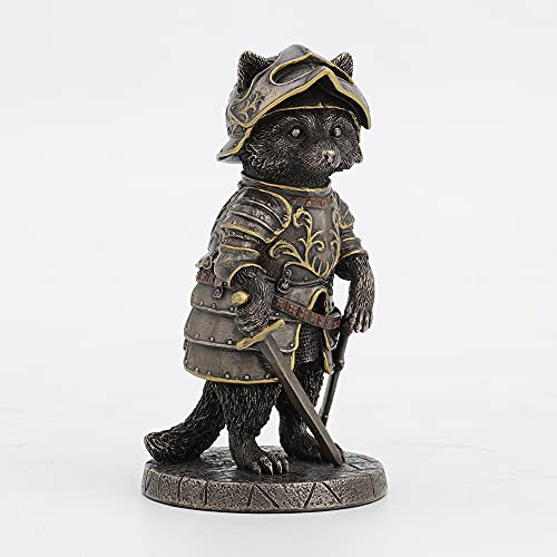 Unicorn Studio Veronese Design 5 1/8 Inch Tall Sir Laveur Raccoon Man at Arms Animal Knight Cold Cast Bronzed Resin Figurine Cute Wild Life Fantasy Collectible