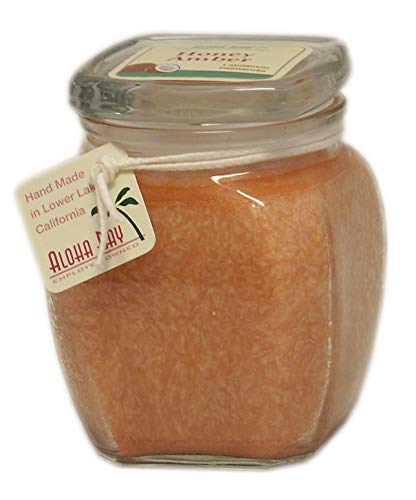 Aloha Bay Coconut Wax Square Top Jars - 60 hour burn time (13.5oz, Honey Amber - Terracotta - Labdanum, Palmarosa)
