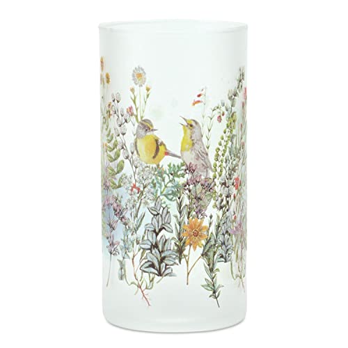 Melrose 85989 Bird and Floral Candle Holder, 8-inch Height, Glass
