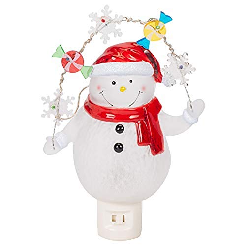 Roman Night Light Snowman and Garland 7.75" LED Christmas Decor