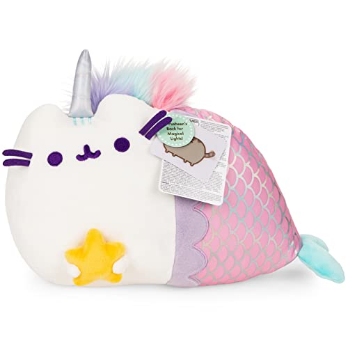 GUND Pusheen Magical Lights Mermaid Pusheenicorn Touch-Activated Light Up Cat Plush Stuffed Animal, 12