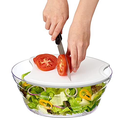 Prodyne Top Chop Salad Prep and Serve Set, 12" x 9 3/4" x 5", Clear