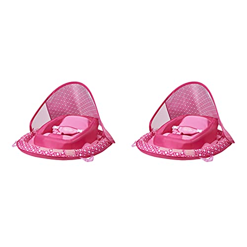 Spin Master SwimWays Infant Baby Inflatable Swimming Pool Spring Float with Shade Canopy and 3 Point Harness for Ages 3 to 9 Months, Pink Flower