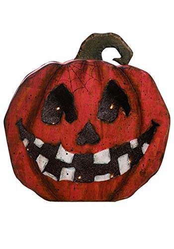 Transpac Light Up Wood Jack-O-Lantern Face Pumpkin Decor Standard