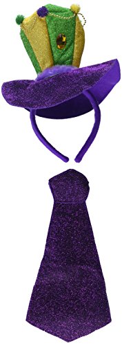 Beistle Mardi Gras Headband & Necktie Set Party Accessory (1 count) (1/Pkg)
