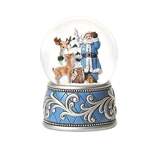 Roman 134081 Joseph's Studio Blue Santa with Animal Dome, 5.5-inch Height