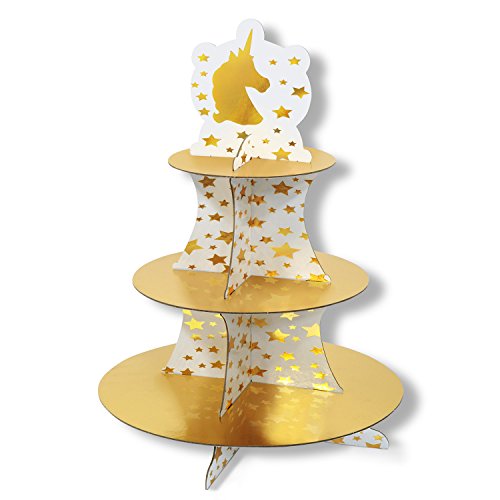 Beistle Unicorn Cupcake Stand | 16" | Gold/White | 1 Pc