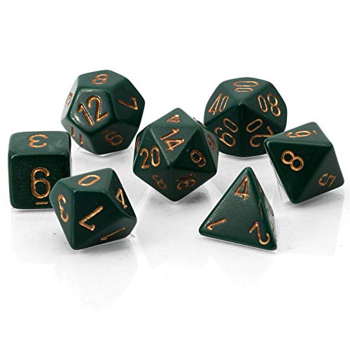Chessex CHX25415 Dice-Opaque Dusty Green/Copper Set