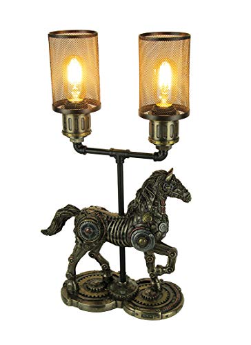 Unicorn Studio Steampunk Style Trotting Horse Double Light Mesh Table Lamp