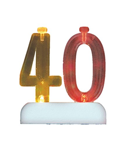 Unique Industries Flashing Number 40 Cake Topper & Birthday Candle Set, 5pc