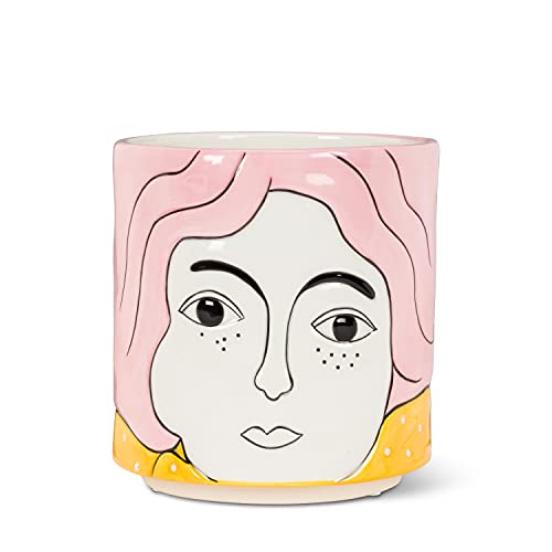 Abbott Collection  27-POPART-313 Hair Girl Planter, Pink/White