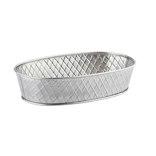 Tablecraft Lattice Collection 9.5 Dia x 6 x 2.125" Oval Platter, Stainless Steel
