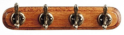 Aztec Imports Dollhouse Miniature 1:12 Scale Wall Coat Rack with 4 Hooks #S3092