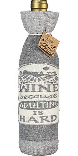 Primitives by Kathy - Bottle Sock - Wine Bag - Wine Because Adulting is Hard