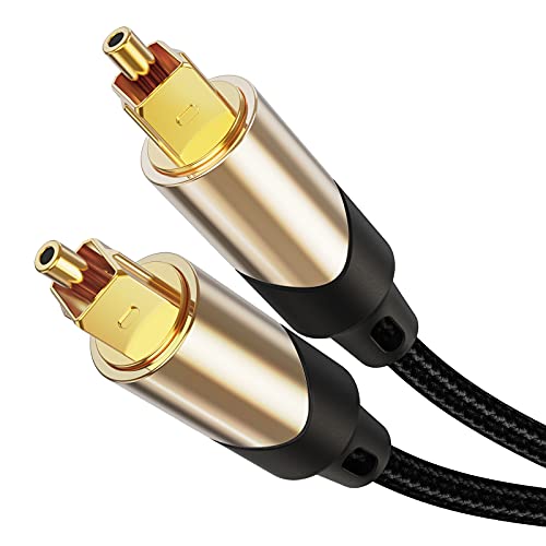 15 Feet Optical Audio Cable, CableCreation Fiber Digital Optical SPDIF Toslink Cable with Metal Connectors for Home Theater, Sound Bar, DVD/CD Player, TV & More, Black&Gold / 4.5M