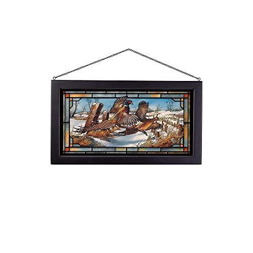 Wild Wings(MN) Wild Wings 5386500017 Clearing The Rail Pheasants Stained Glass Art, 23-inch Length